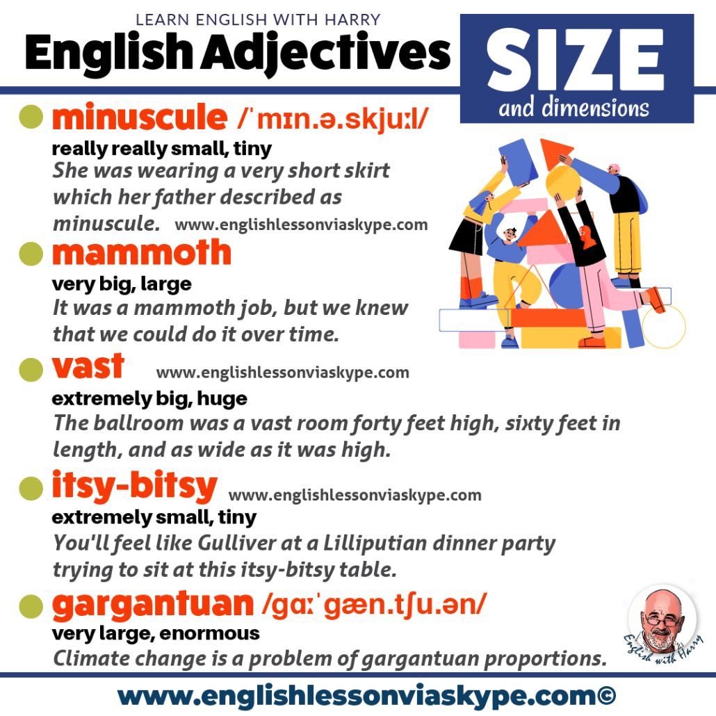 VOCABULARY: Learn common English adjectives for talking about size. Click the link to learn more ➡️ bit.ly/3GD6eC6 

#LearnEnglish #ingles #inglesonline #IELTS #vocabulary @englishvskype