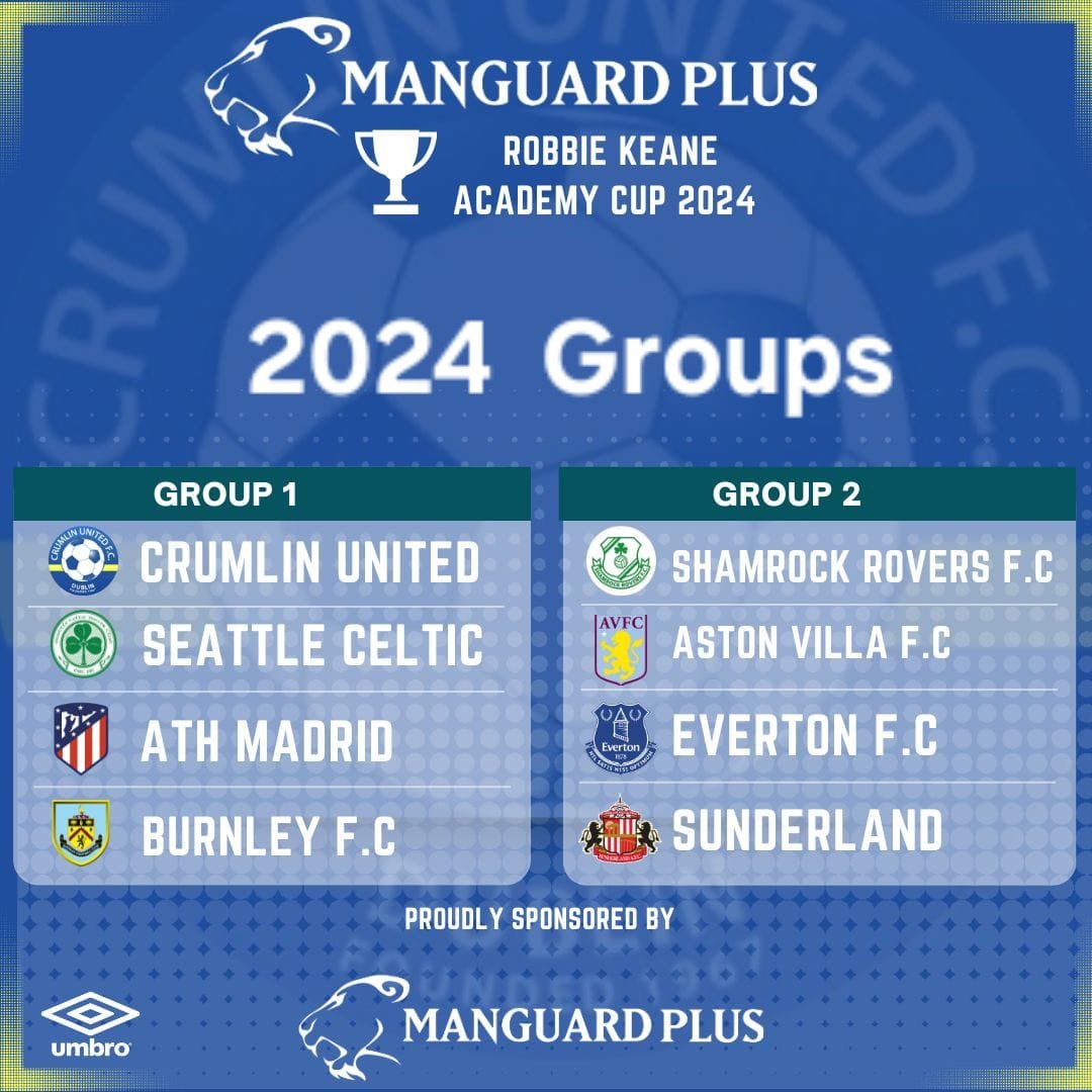 1 Week to go @ManguardPlus Academy Cup 2024. Everything Coming together now with one week to go we cant wait to welcome all the teams from around the 🌎. eventbrite.ie/e/crumlin-unit… @seattleceltic @Everton @BurnleyOfficial @astonvilla @SunderlandAFC @Atleti @SRFCAcademy