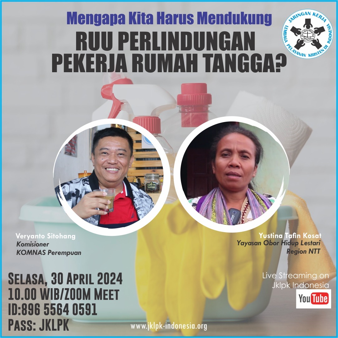 RUU PPRT sampai saat ini belum disahkan menjadi UU. Padahal, pengesahan ini sangat penting untuk melindungi PRT dari eksploitasi dan menjamin kesejahteraan mereka. Maka, akan diadakan diskusi Publik pada: Selasa, 30 April 2024 | 10.00 WIB Salam Seknas JKLPK