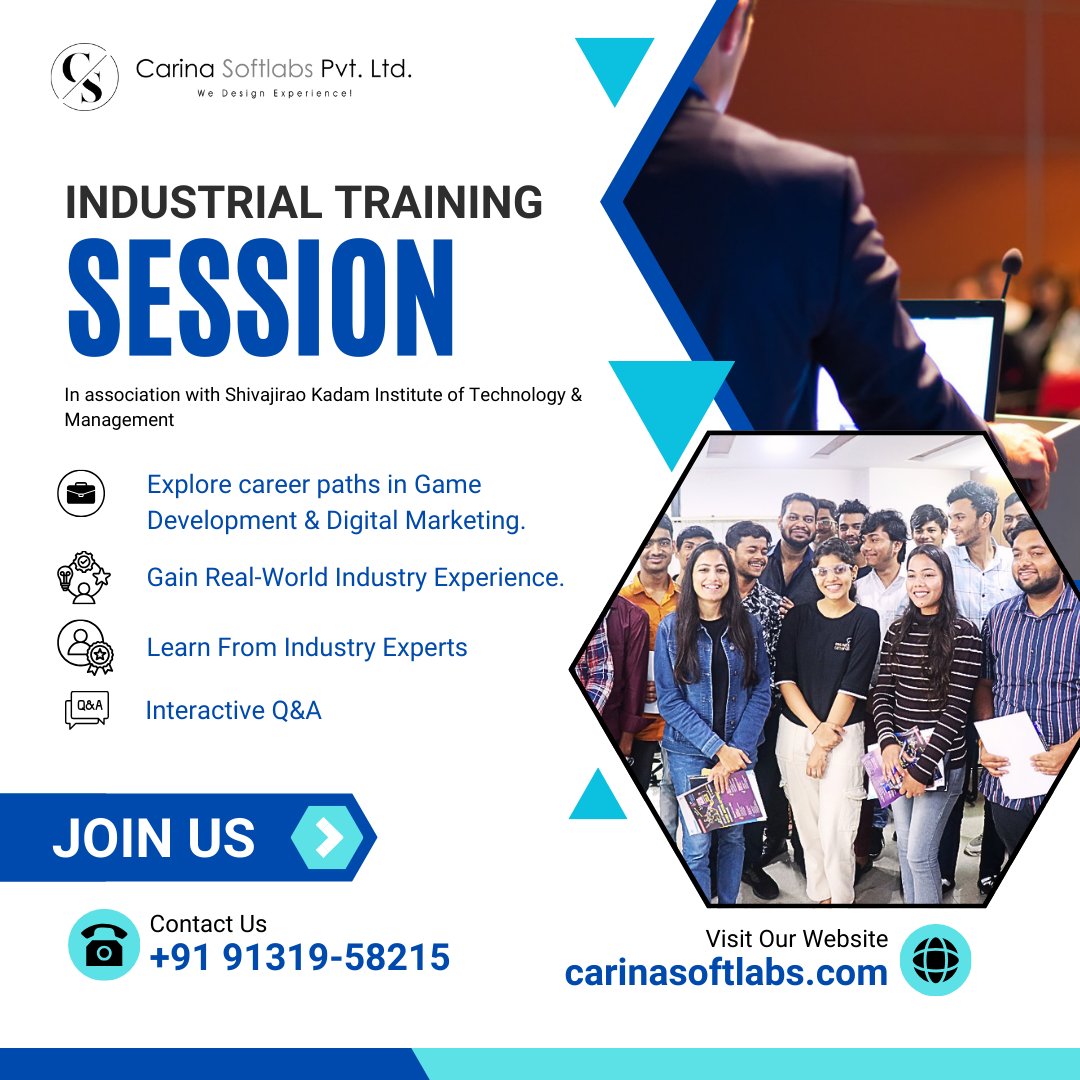 Carina Softlabs Inc, in association with Shivajirao Kadam Institute of Technology and Mgmt Indore, is thrilled to conduct an Industrial Training Session for the engineering students today at our Indore office.

Visit Date: 26&27April 2024

#industrialvisit #education #university