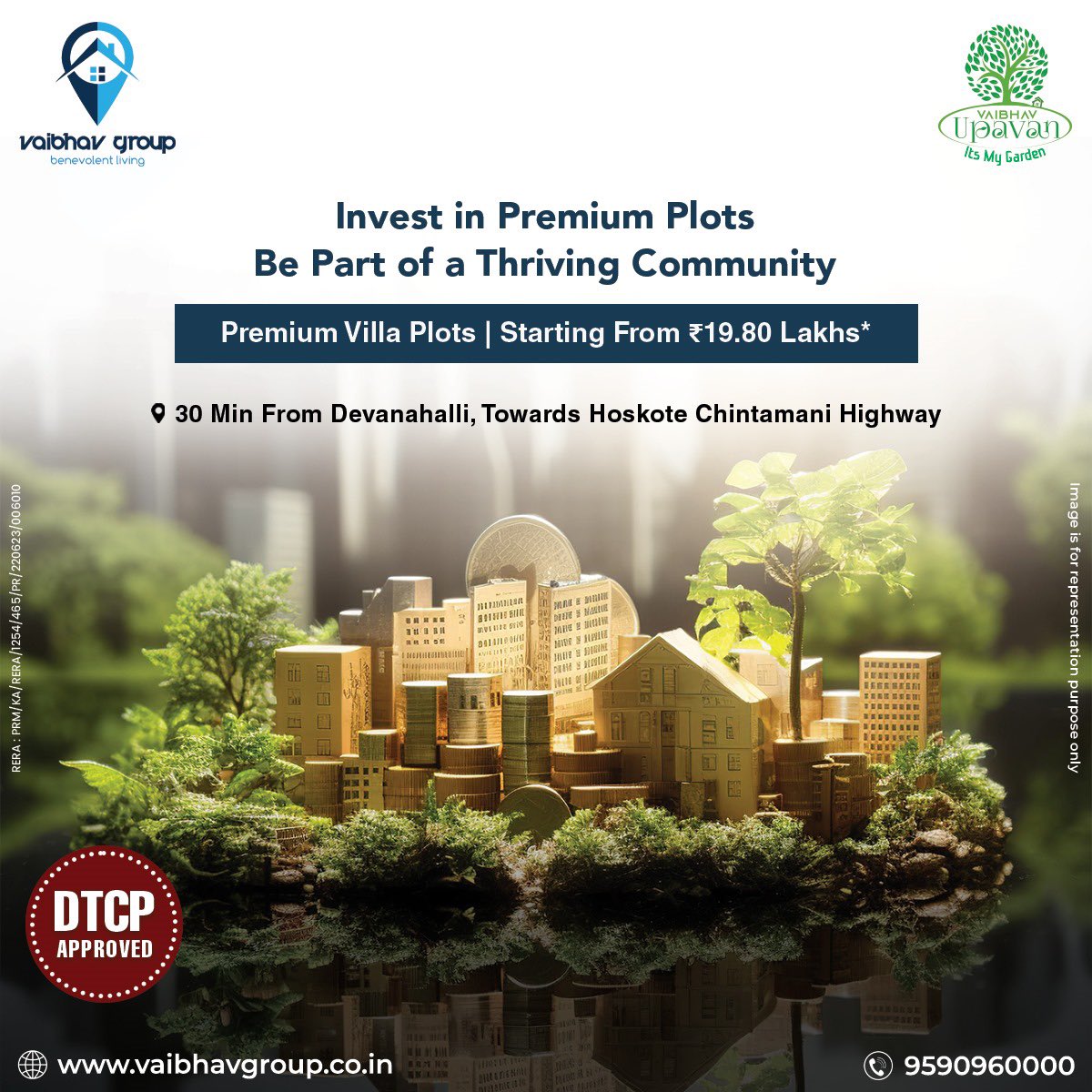 Choose Vaibhav Upavan - Be a part of thriving community. Premium villa plots starting at ₹19.80 Lakhs* in Jangamakote, Bangalore, offered by Vaibhav Upavan from Vaibhav Group.”
#VaibhavGroup #investforthefuture #investforkids #investinplots
#PlotsForSale #ResidentialPlots