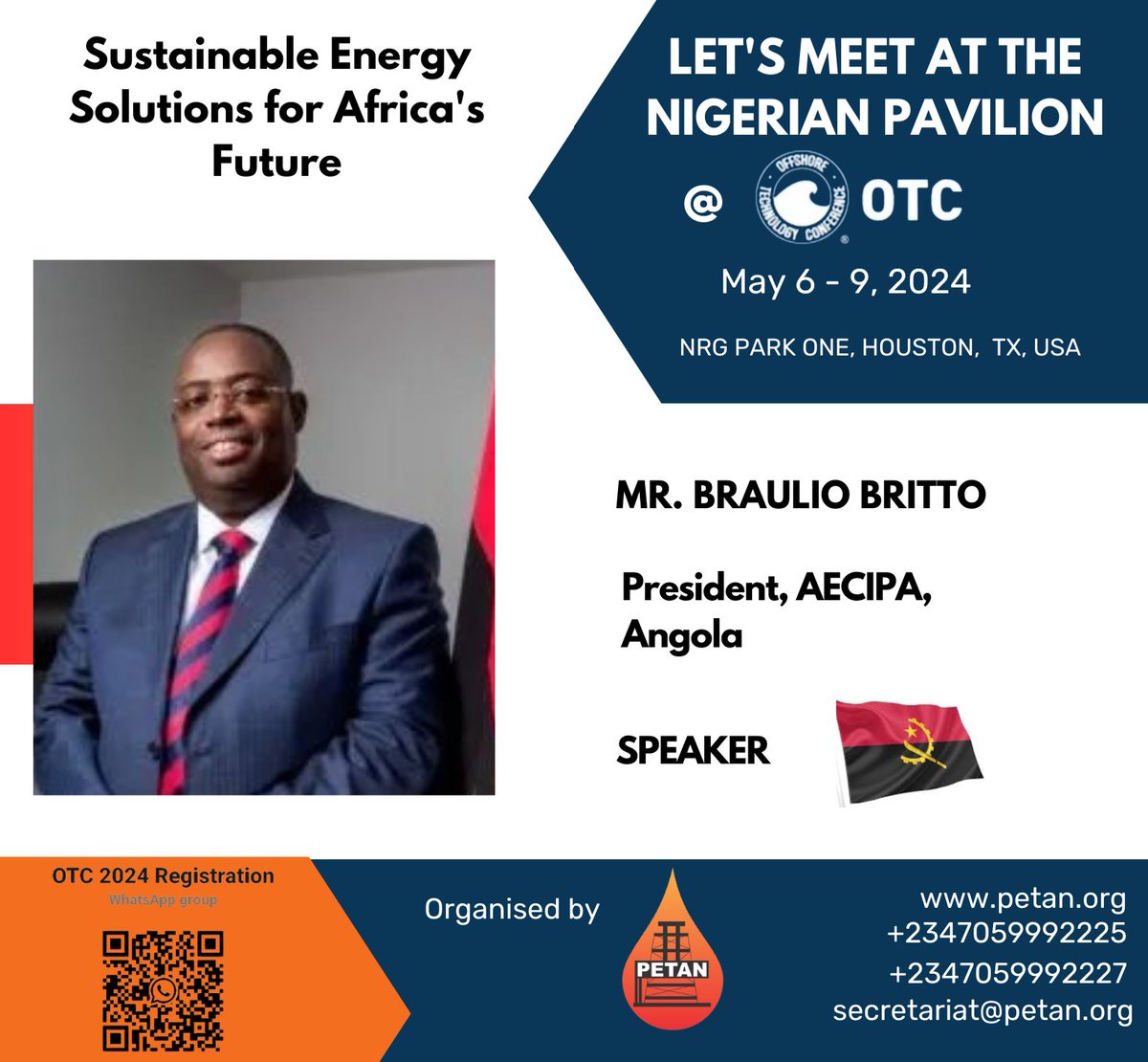 MEET OUR SPEAKERS FROM AFRICA!

@BraulioBrito
@AppoSecretariat
@InvestInAfrica

#countdown #otc2024