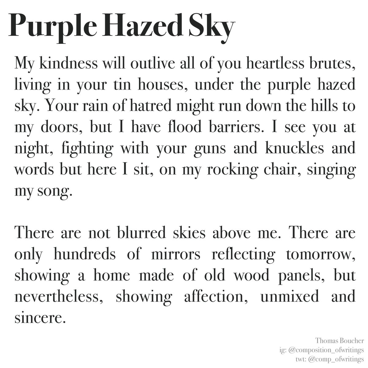 Purple Hazed Sky - Thomas Boucher 

“There are not blurred skies above me.”

#poems #poetry #writing #stories #Shropshire