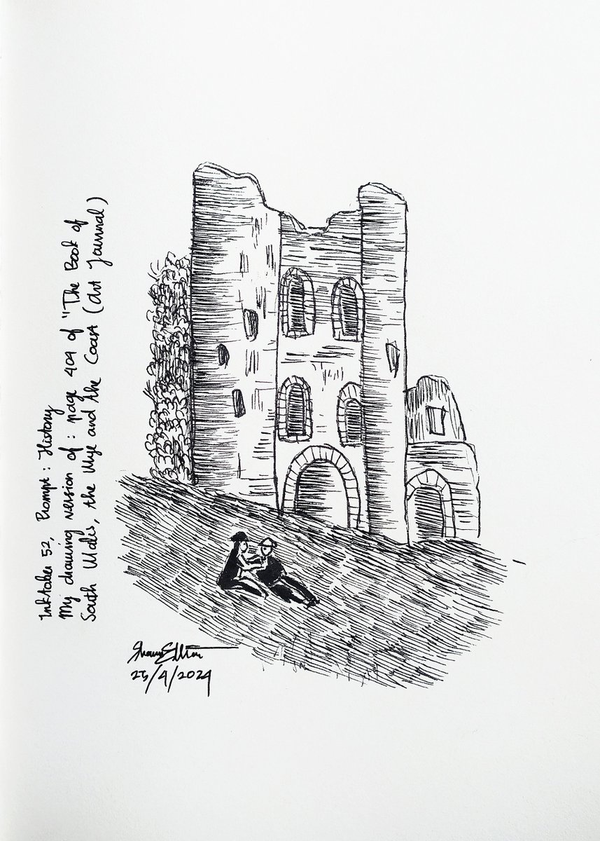 My Drawing Version of:
'Llanstephan Castle, British Library, Page 404 of The Book of South Wales, The Wye and The Coast (Art Journal)'

#penandink #inktober #inkdrawing #architecture #architecturedoodle #artmoots #artcommunity