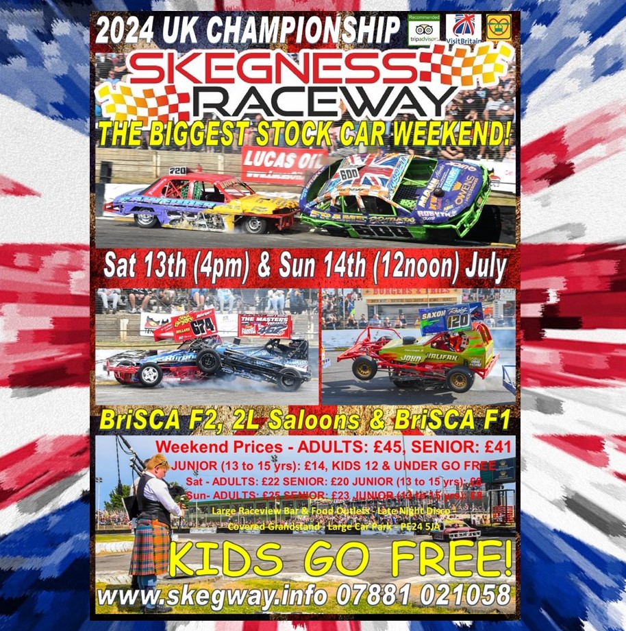 2024 Advance Tickets (including all Major Weekends) available on skegway.info New system, please read all the info before ordering Full event guide for this year also on the website Our next events are Sun 5th & Mon 6th May Great Family Entertainment Kids Go Free