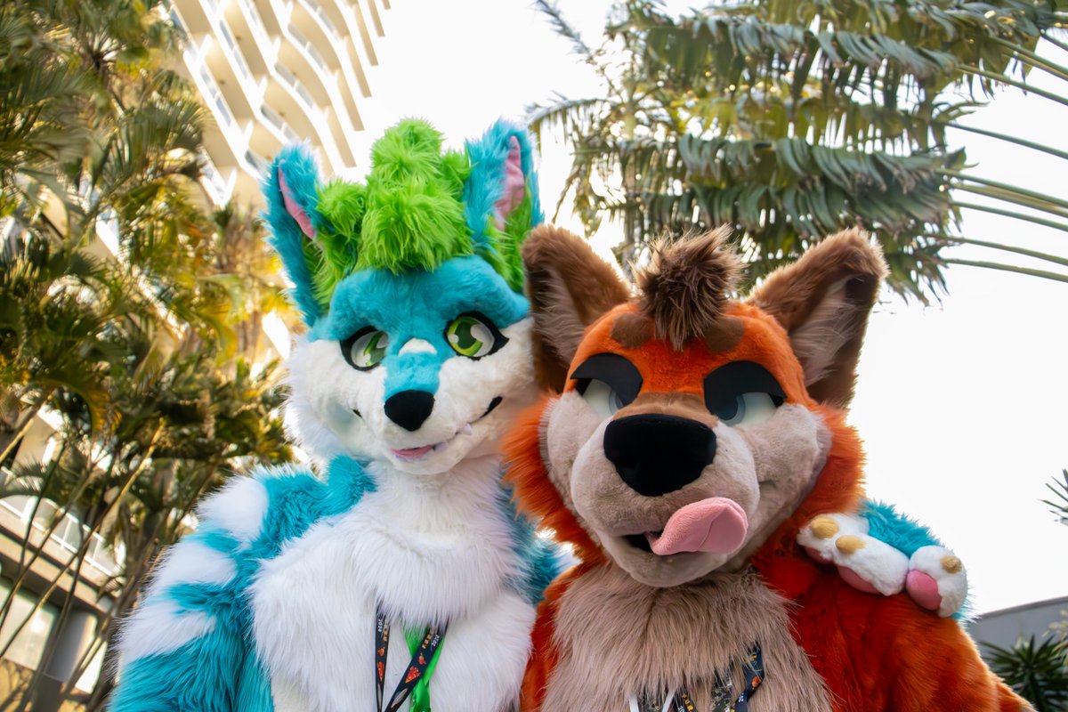 Two cute foxes, @OneShotFox and myself!

📸: @nzkjaru

#FurDU2024 #furdu24 #furry #fursuit #fursuitfirday