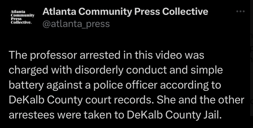 Update: Caroline Fohlin has been charged with disorderly conduct and simple battery against a police officer.

She was taken to DeKalb County Jail.