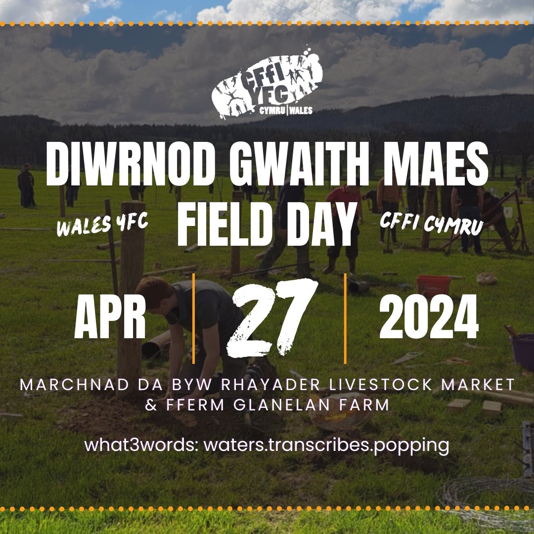 🚜🌱 1 day to go 🌱🚜 Please note: The day will be split across two sites - Rhayader Livestock Sales and a field at Glanelan Farm. There will be food available at the market but not in the field. The results will be held at the market 🏆