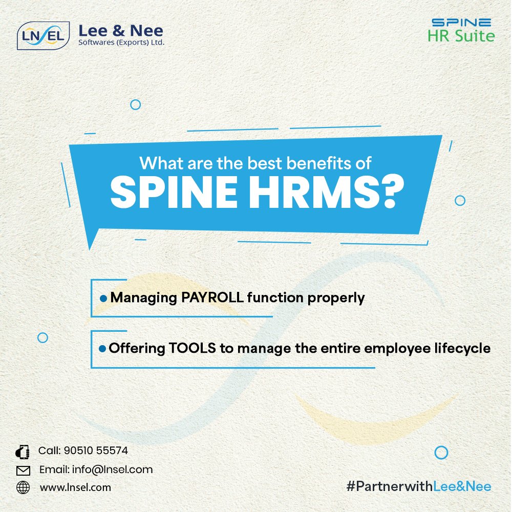 lnselindia's tweet image. Ditch Spreadsheets and empower Employees!
Spine HRMS:  Centralized data, powerful insights for smart HR decisions.

✅ Manage payroll, employee lifecycle &amp;amp; performance (no extra software needed!)

Simplify HR, and unlock potential. Visit lnsel.com
#SpineHRMS