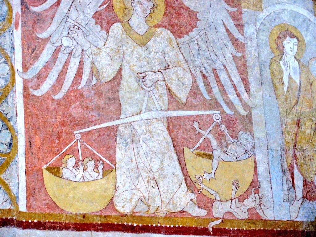 Early-Gothic fresco (c1200) in the choir of the impressive late-Romanesque St Michael's Basilica in the Bavarian village of Altenstadt #FrescoFriday