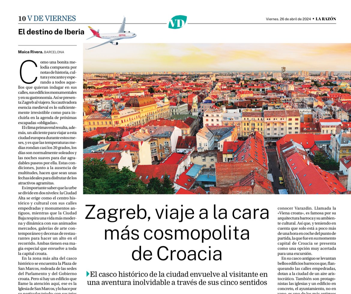 ¡En #Zagreb la tradición y las tendencias se entremezclan en una atmósfera encantadoramente desenfadada 😊! Hoy, en @larazon_es , propongo ✍️ la capital de #Croacia ¡para una escapada ✈️! *En kioscos de prensa 📰, y en digital: ➡️ larazon.es/viajes/zagreb-… #viajar #Europa