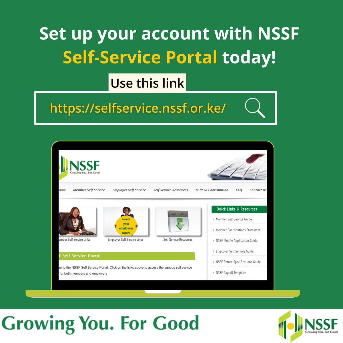 NSSF self-service portal lets you be your boss. It puts the power to access information into your hands and get all the information and assistance you need from NSSF. Click on this link selfservice.nssf.or.ke and register today! #LeavingNoOneBehind