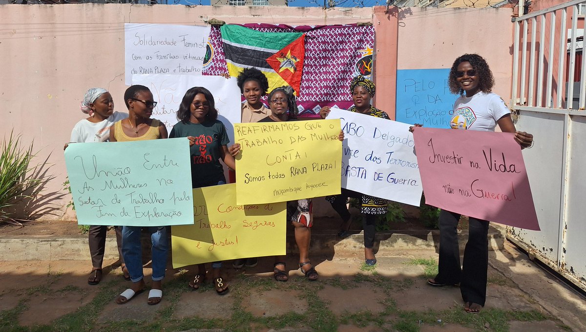 IENG-ESP-FRI #24thApril2024 📍Mozambique 📣On the occasion of Rana Plaza crime, We will continue to say no to militarization and the war industry, no to borders and walls, and no to the exploitation of natural resources, workers, women, and people.