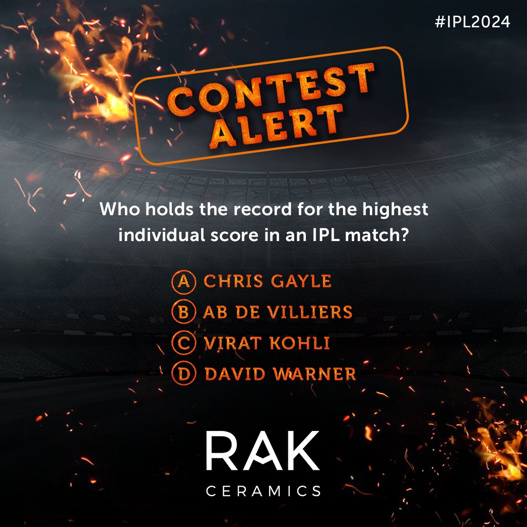 What's better than watching the IPL? Winning awesome prizes while you watch! Comment your answer below and stand a chance to win exciting prizes! #IPL #Cricket #TeamIndia #BleedBlue #Contest #Cricket #RAKCeramics #ImagineYourSpace #TilesOfIndia #Ceramics #WorldCupRecord