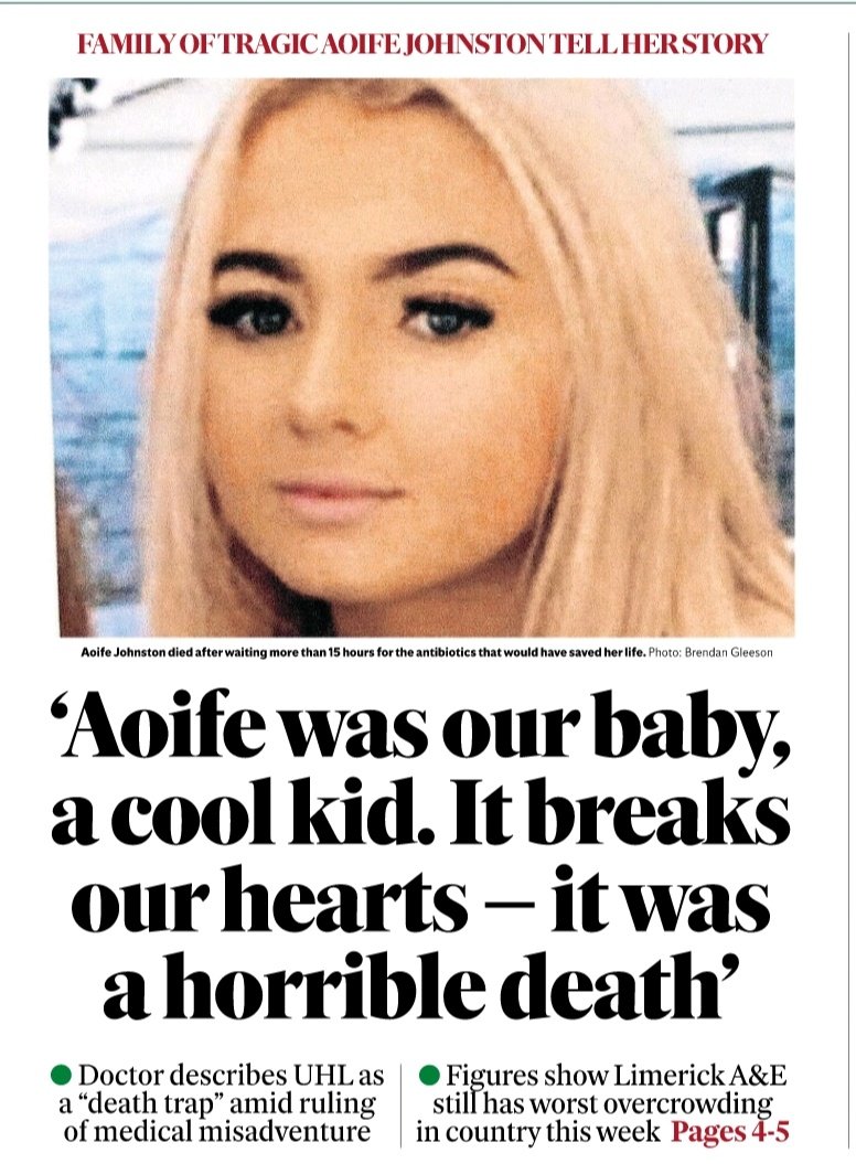 ‘No one else should die in that hospital’ – Johnston family haunted by preventable death of their ‘cool kid’ Aoife at ‘death trap’ #UHL -@ralphriegel

Limerick Coroner John McNamara returned a verdict of death by medical misadventure for Aoife, who died after waiting over 15…