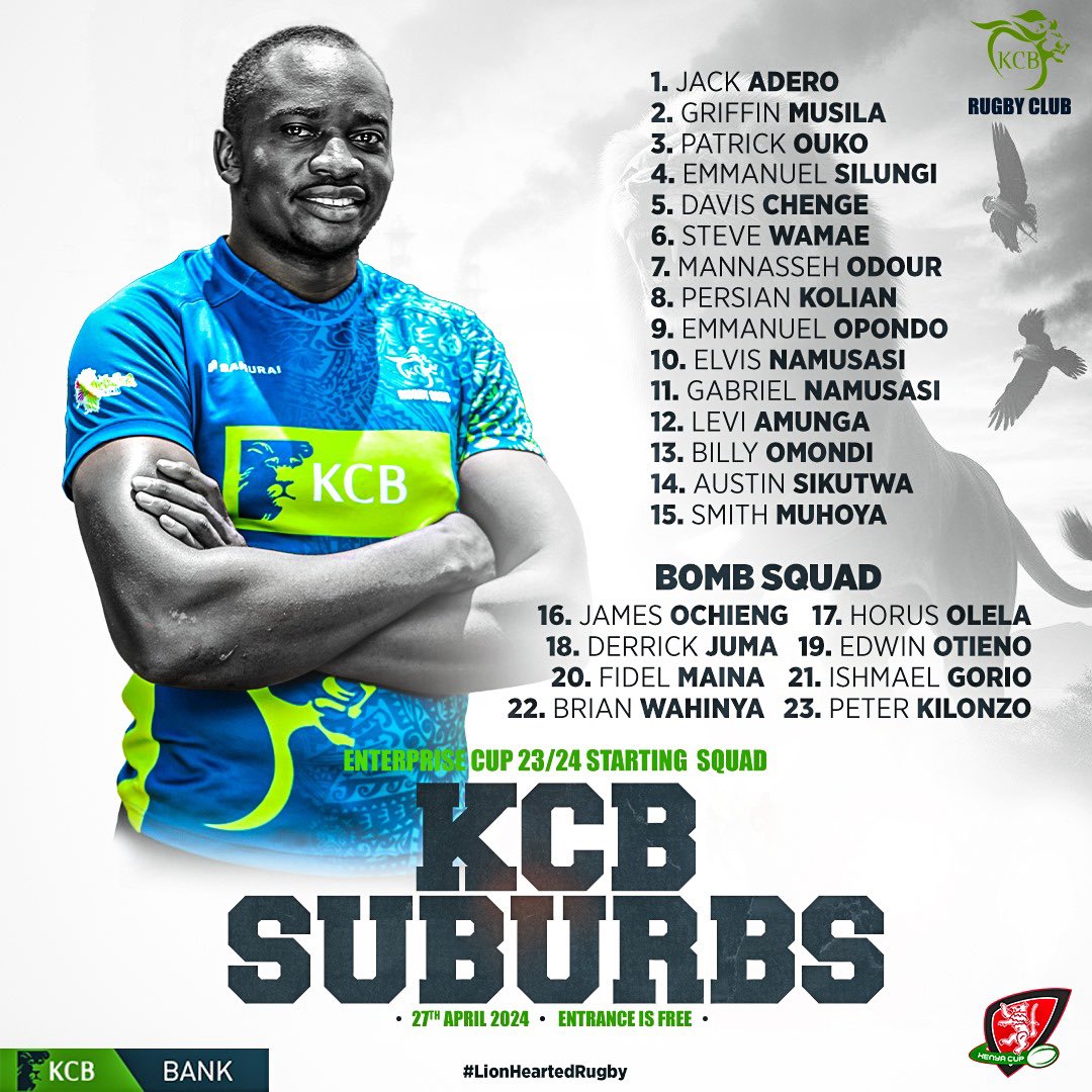 The Lions on duty this weekend against our brothers the @SuburbsRC Entrance is absolutely FREE. Hii ni ya Nyumbani!!! #RugbyKe #Believe #Commitment #LionHeartedRugby