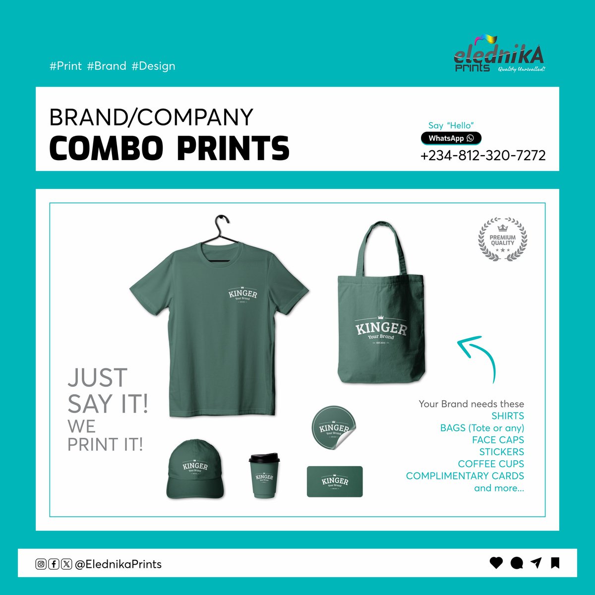 Unlock the Power of Print: Elevate Your Brand with the best printing, done @elednika_prints

Talk to us, what would you like to print?
Send a DM/WhatsApp/Call: +234 8123207272

#FaceCap #Stickers #DieCut #Shirts #BusinessCard #Coffeecups #Notepads #ToteBags #Branding #Printing