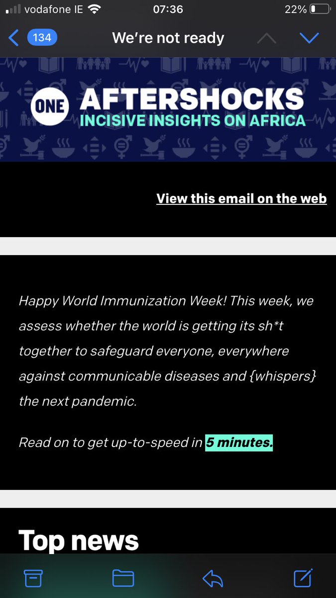 Are we getting our sh*t together on preparing for future pandemics? Find out in week’s @ONEAftershocks which just landed. And sign up! act.one.org/mailings/view/…