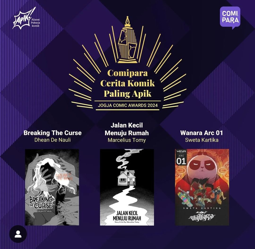 Komik WANARA Arc 1 mendapat nominasi pada ajang komik dari APIK dalam perhelatan Comipara 4-5 Mei 2024 mendatang. Terima kasih banyak atas segenap kesempatan yang ditujukan!