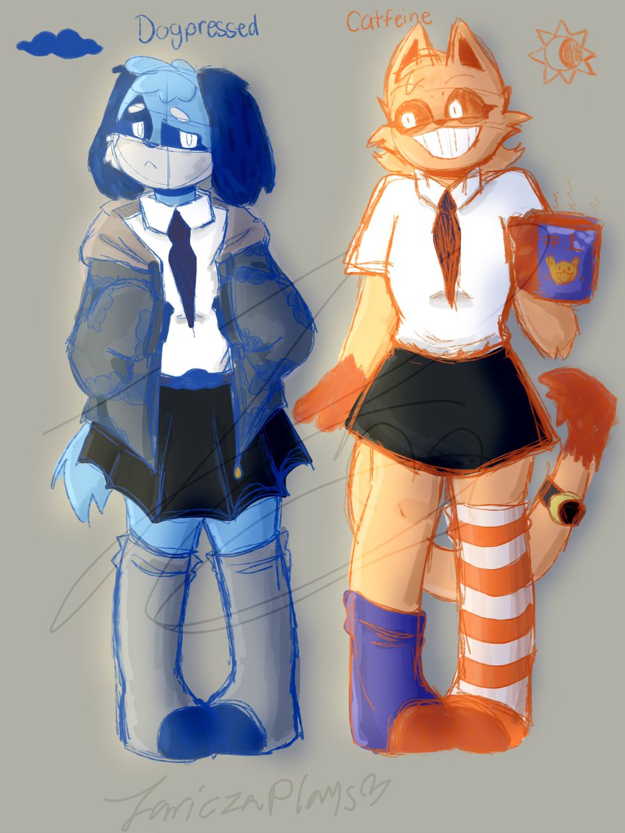 JariczaPlays's tweet image. #smilingcritterSuperAu

@Eggritos 

Them but in my style and au 

💙🖤☁️🐶&amp;amp; 🧡🌘☕️🐱
•
•
•
#Dogpressed #Catfeine #SmilingCrittersAU #SmilingCritters #smilingfriendsfanart #FrowningCrittersAU #FrowningCritters