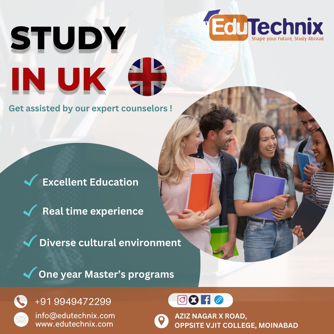 WANT TO 'STUDY IN UK'
Courses Available -- Information Technology, Engineering, Management
For more info--
Contact us : +91 9949472299
.
#StudyAbroad #InternationalEducation #GlobalLearning #ExploreTheWorld #OverseasStudy #StudyOverseas #InternationalStudents #LearnAbroad