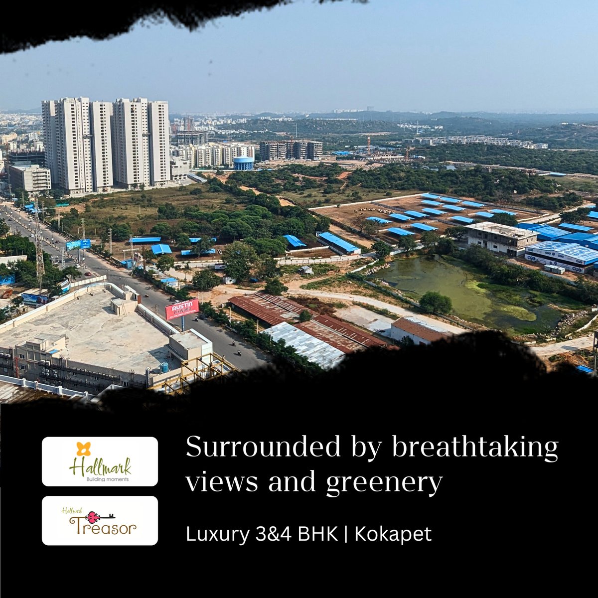 Experience views on views at Hallmark Treasor! 
Weather you wish to wake up to lush green vistas or stunning lake panoramas - take your pick! 

#HallmarkTreasor #LuxuryApartment #Kokapet #Hyderabad #HallmarkBuilders