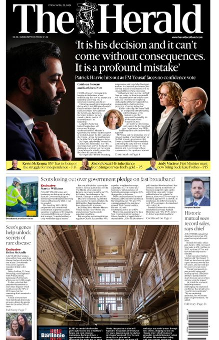 Phenomenal work from my @heraldscotland team yesterday. What a day across online and print. Get access to all our work for just £20 a year: heraldscotland.com/subscribe/