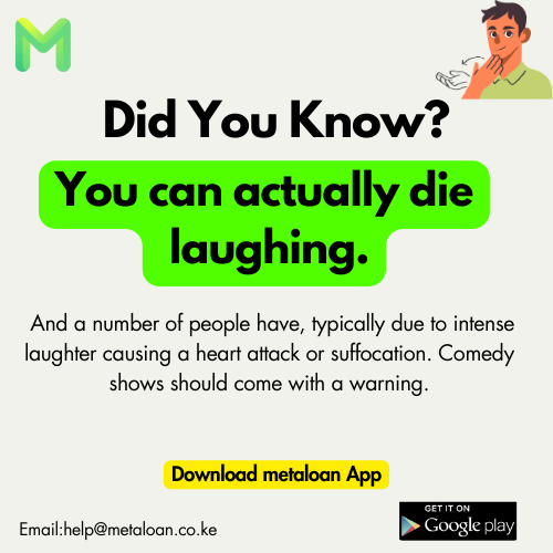 Morning? Did You Know? You can actually die laughing.
#money #loan #didyouknow #love #friday #fridayvibes
#Lebron #Hanifa  #MamaVictor #Orengo #VillageMarket #NoDiddy #CristianoRonaldo #WafulaChebukati #PortraitMaster #SouthC