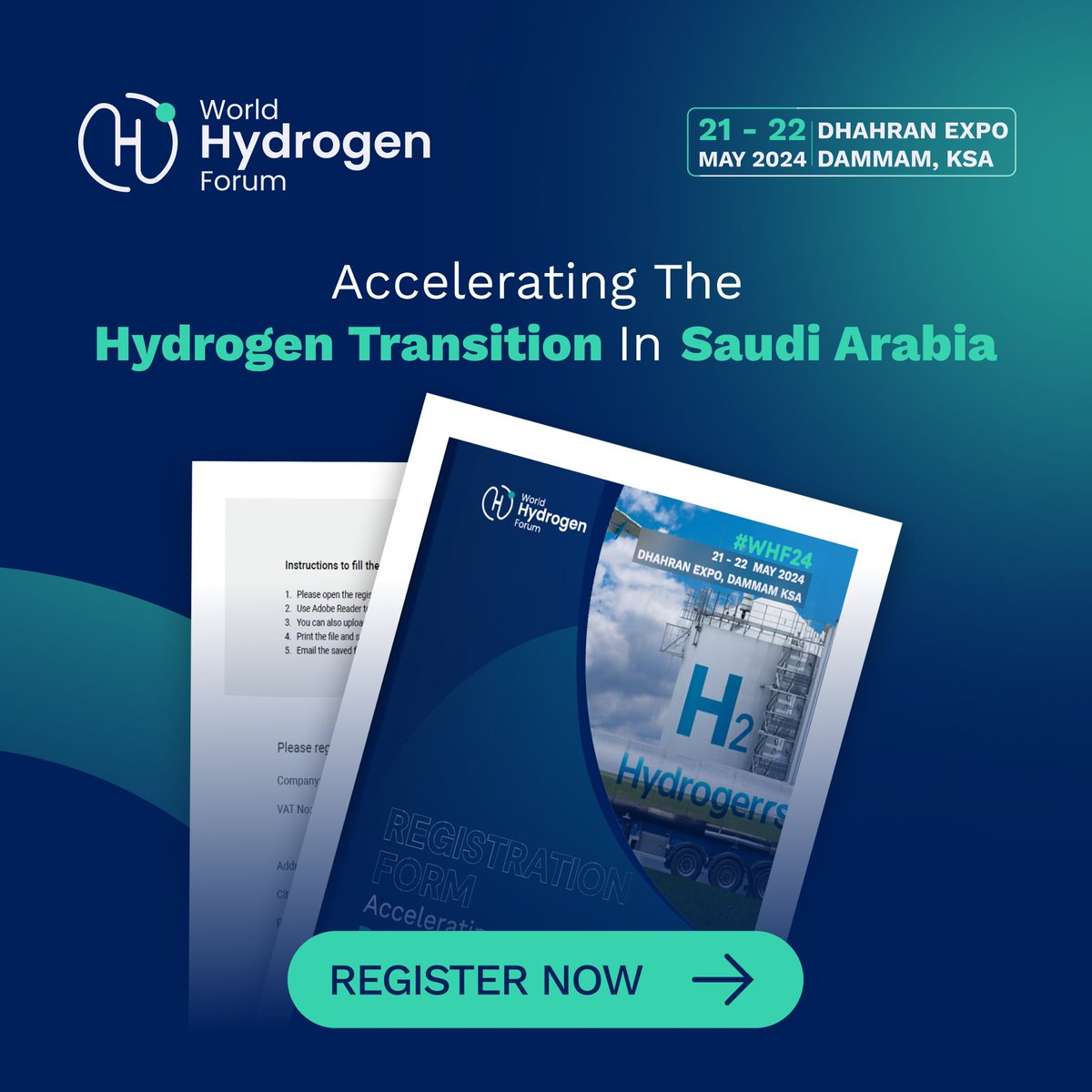 Don't miss out on the opportunity to be part of the World Hydrogen Forum! Register now to access exclusive sessions and network with industry leaders.

Register today at tinyurl.com/4mwayx9n

#whf #worldhydrogenforum #hydrogen #dhahranexpo #saudiarabia #dammam #hydrogenenergy