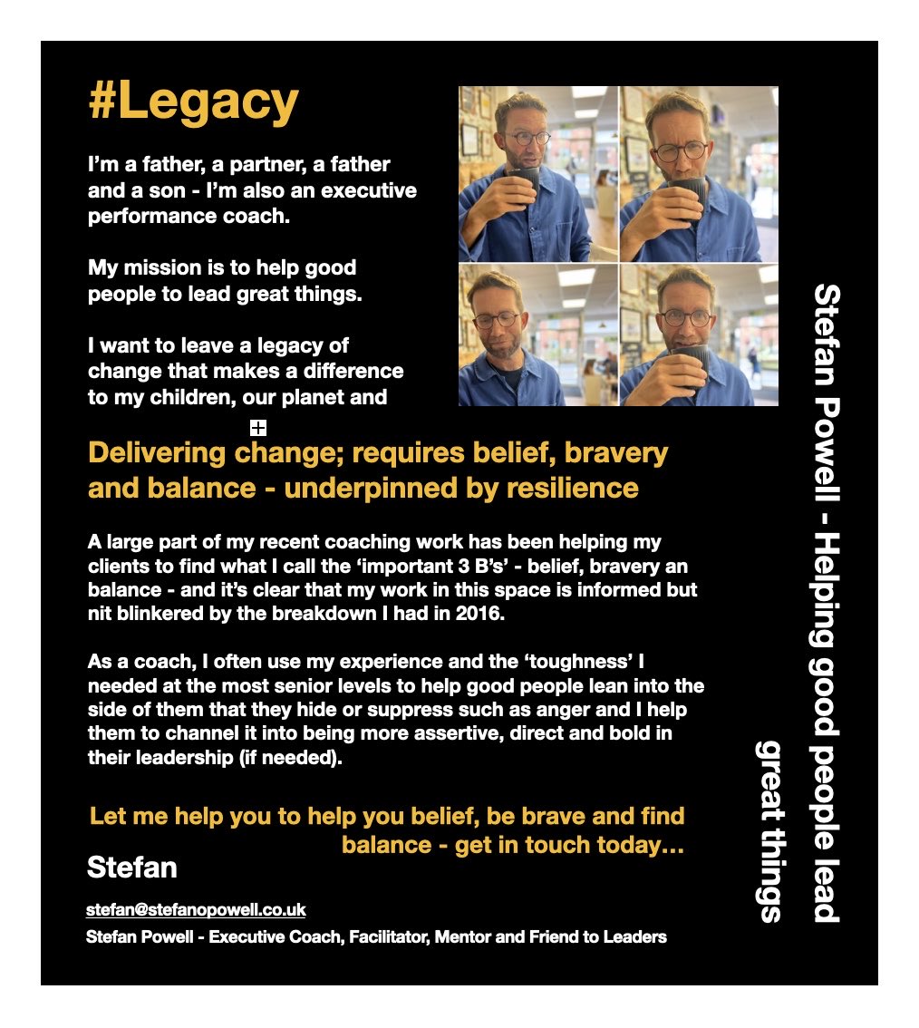 #fridayfact #legacy

As I get older I think about the difference I want to make - lets call it legacy.

Over the years I've helped make a lot of money and create efficiencies for the organisations I've worked for. I'm delighted to say that I truly believe in the work we…