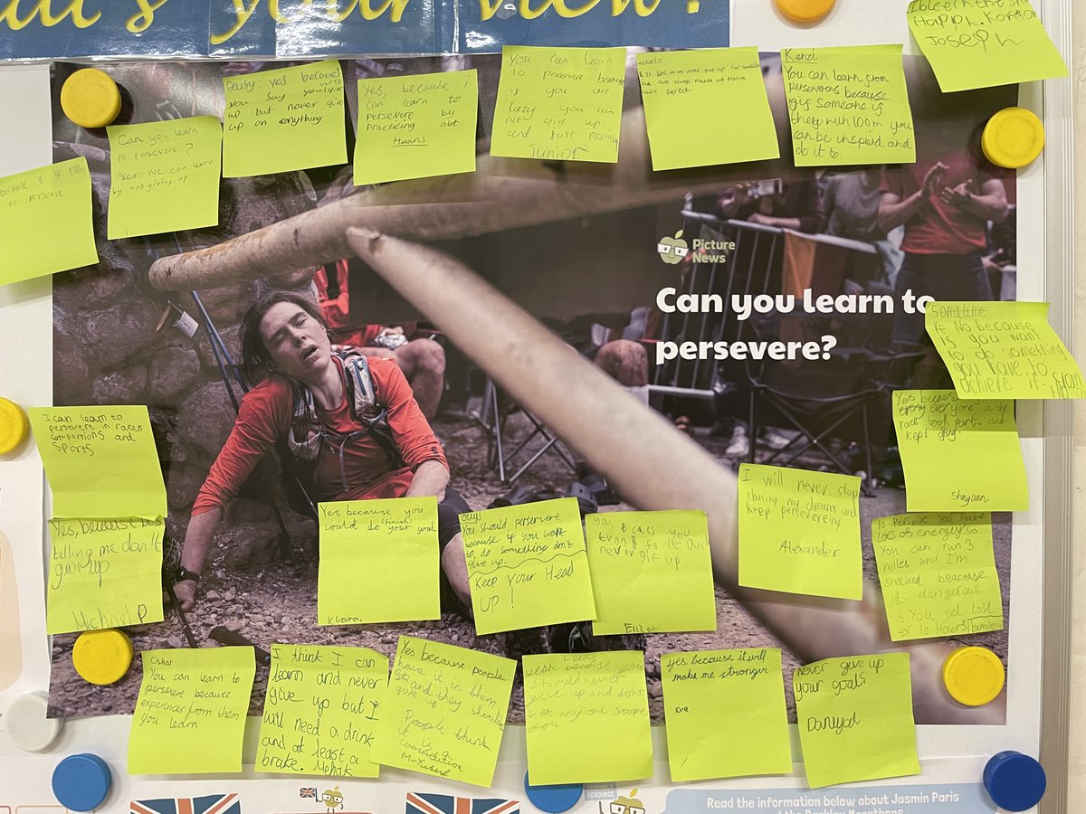 Children at St James' certainly think you can learn to persevere and recognise how important it is to keep going to reach your goal. Read this week's response to our 'What's you view?' question here: st-james-ash.tameside.sch.uk/picture-news-2… @HelpPicture