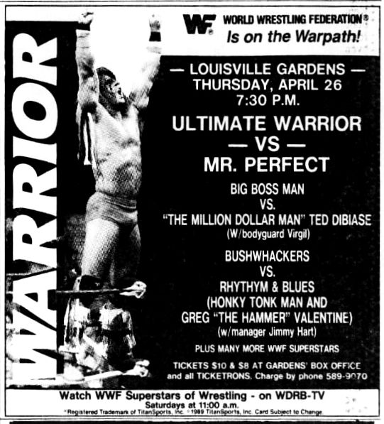 On this day in 1990: WWF action at the Louisville Gardens in Louisville, Kentucky! 🤼 #WWF #WWE #Wrestling #MrPerfect #UltimateWarrior