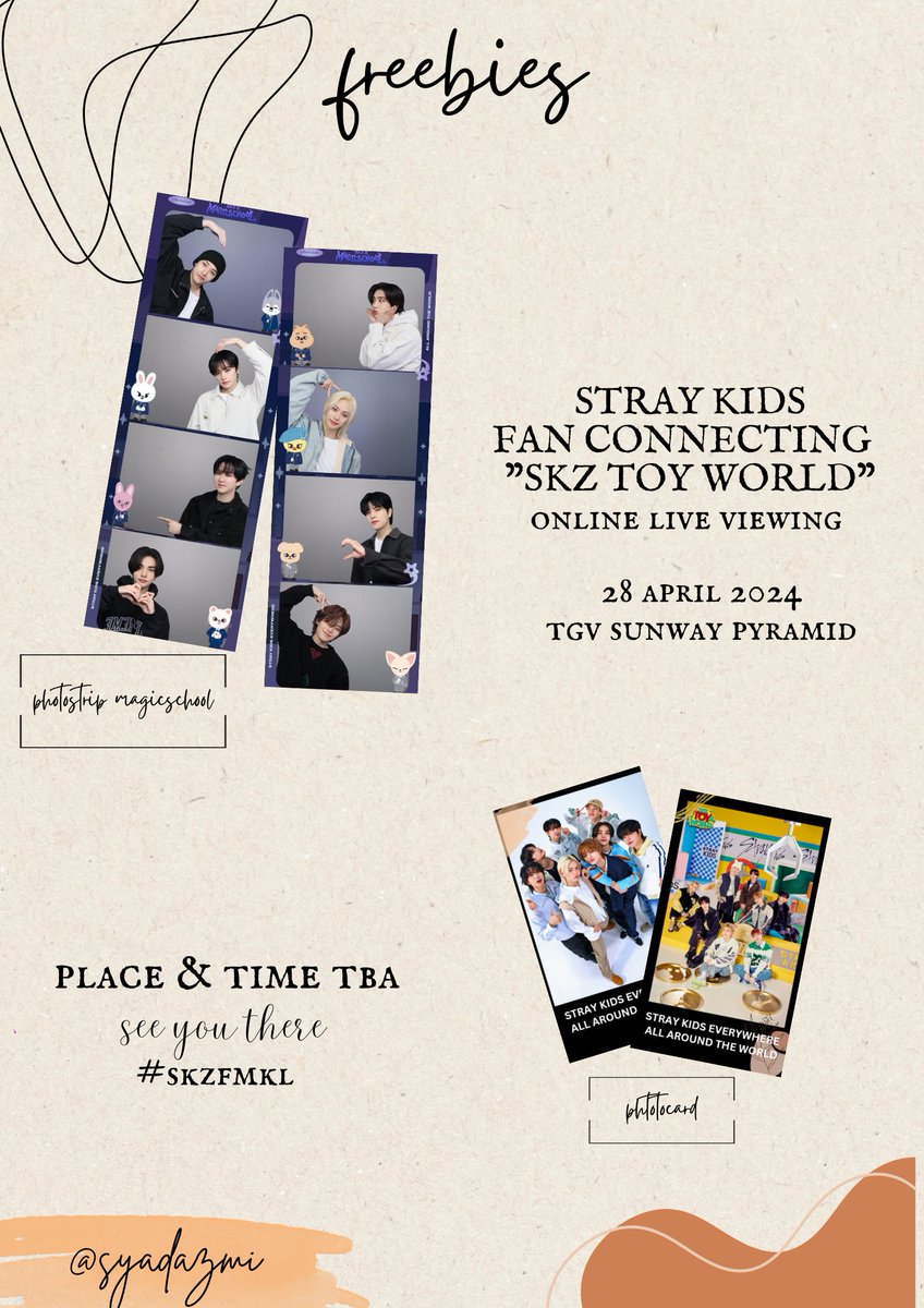 ʚ♡⃛ɞ  freebies for japan online live viewing at tgv sunway pyramid 

•ू♡ 28 April
•ू♡ fcfs
•ू♡ place & time: TBA
 
any updates i'll let you know and see you there on sunday
#pasarskz #pasarstraykids #skzfmkl
