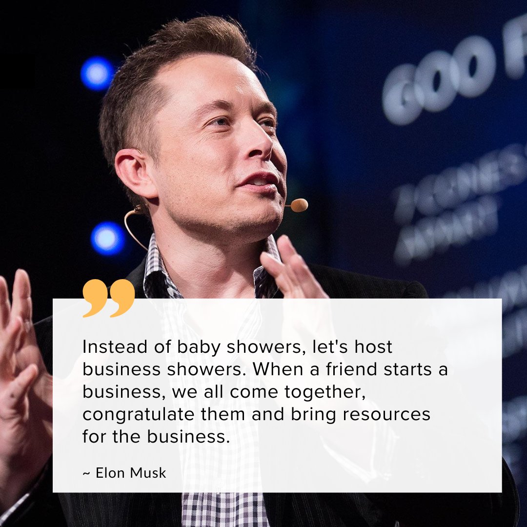 This idea suggested by @elonmusk really stood out to me. It made me think about how great it could be to start a new business with a celebration like “business shower.” Starting a business isn’t easy. It takes courage & a lot of support & encouragement. bit.ly/3JH6q3b