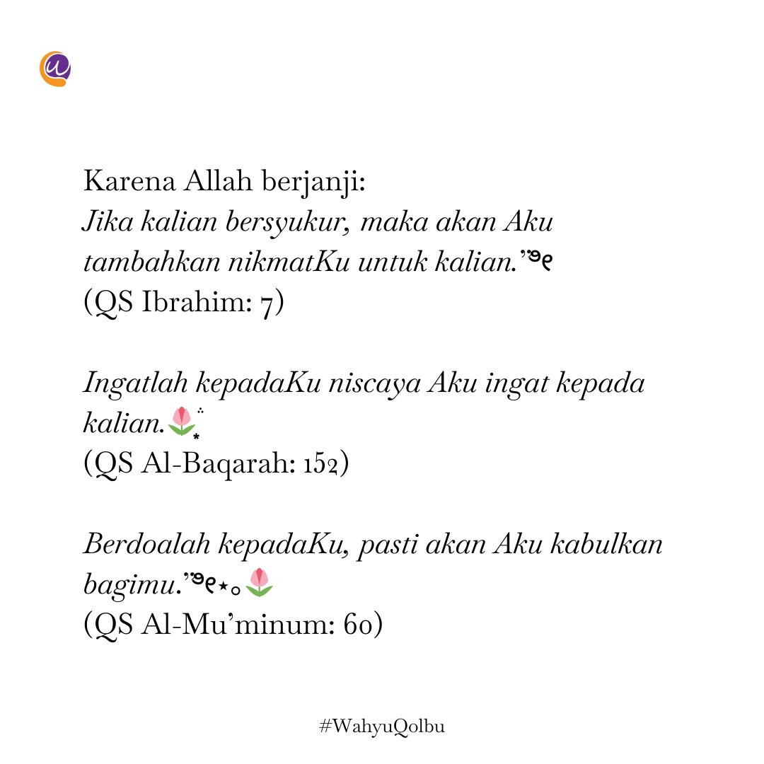 Semuanya akan baik-baik saja seperti yang sudah Allah janjikan kepada kita sebagai hamba-Nya✨

#wahyuqolbu #quotesaboutlife #quotesoftheday #muslimquotes #motivasiislam #katamotivasi