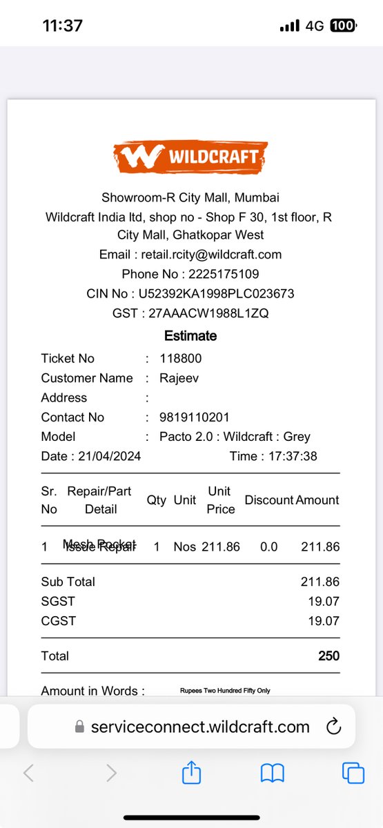 @wildcrafttweet I had submitted my bagpack at rcity ghatkopar mumbai, purchased few months back with 5 years full warranty. Now store saying only repairs. Kindly look into and replace urgently