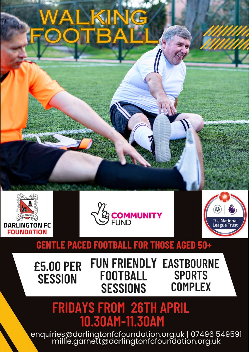 NEW WALKING FOOTBALL FOR OVER 50s. Starting today. 1030am at Eastbourne Sports Complex (new pitches). Thanks to @TheNLTrust @TNLComFund All over 50s welcome.