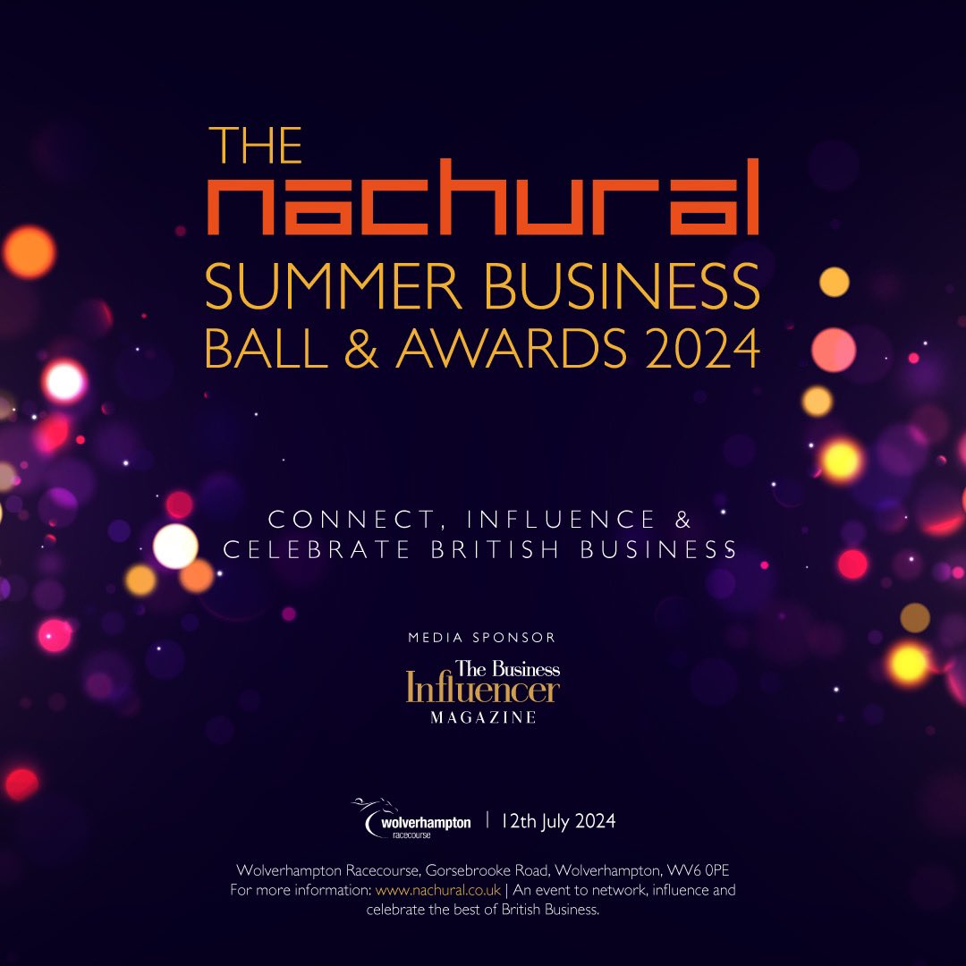 Want to mix and network with the movers and shakers in the WM - want to to enhance your brand and meet successful entrepreneurs - see you on the 12th July at the Wolverhampton Racecourse and Conference Centre for the Nachural Business Awards … nachural.co.uk