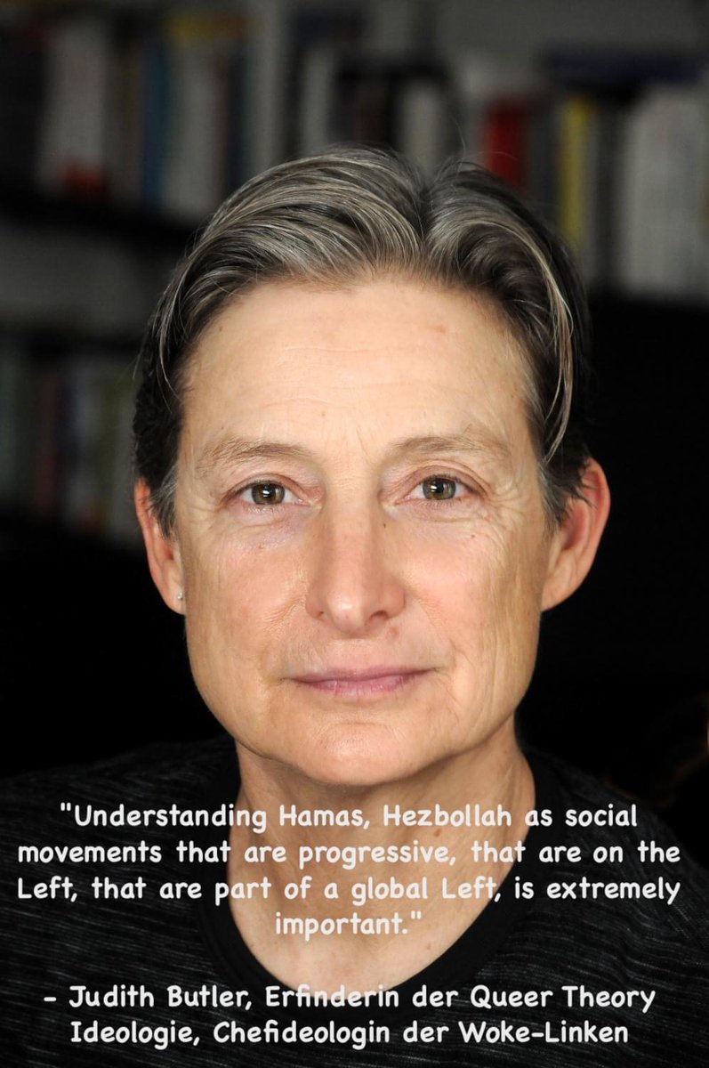 Die ungarisch-russische Siedlerkolonialistin Judith Butler, die in Berkeley, Kalifornien, 'lehrt'. Berkeley befindet sich auf dem Territorium des Xučyun-Stammes. Die Gegend ist ausserdem heute noch von grösster Bedeutung für den Muwekma Ohlone Stamm!…