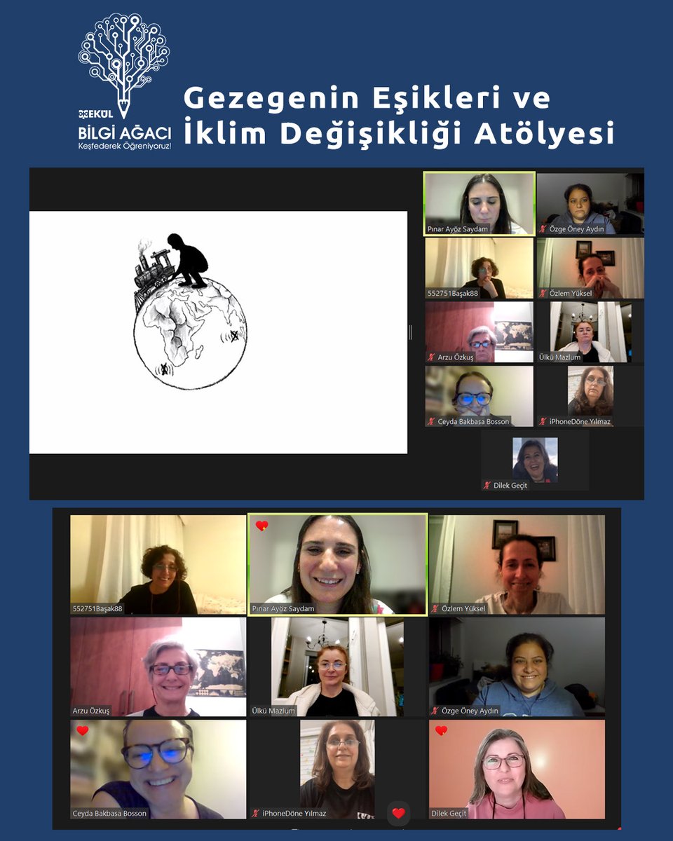 cekulegitim's tweet photo. Dünya’mızdaki olumsuz gidişatın farkına varmak, sorumluluklarımızı hatırlamak için 22 Nisan Dünya Gününde gönüllü eğitmenlerimizle buluştuk. Bireylerin, kurumların ve hükümetlerin acil uygulaması gereken adımları tartıştık. #GezegeninEşikleri https://t.co/6l2QO3Ycwx