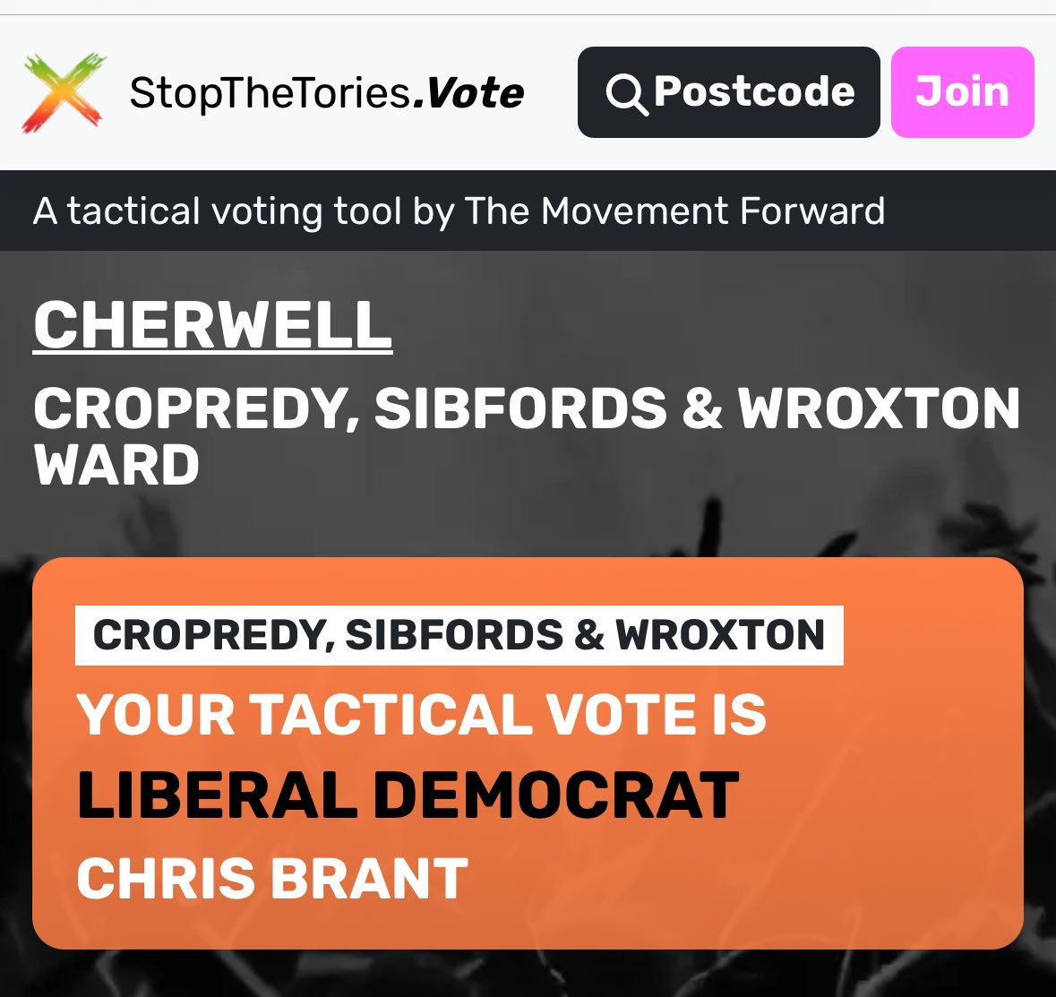 If you want to stop the Tories then use tactical voting!!! It works! Check out: 

stopthetories.vote

#Banbury #Wroxton #Oxfordshire 
#Cherwell #sibfords #Cropredy 

@MVTFWD