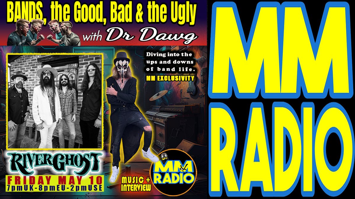 ☝️'BANDS, THE GOOD, BAD & THE UGLY with Dr DAWG' feat. 'RIVERGHOST'🤘MM Radio dives into the ups & downs of band life👉AIRING FRI MAY 10 on MM Radio➡️ @riverghostrock @WEAK13 @undurskin @jam_tako3 @dorner_martina @ChuckyTrading @magpie_sally