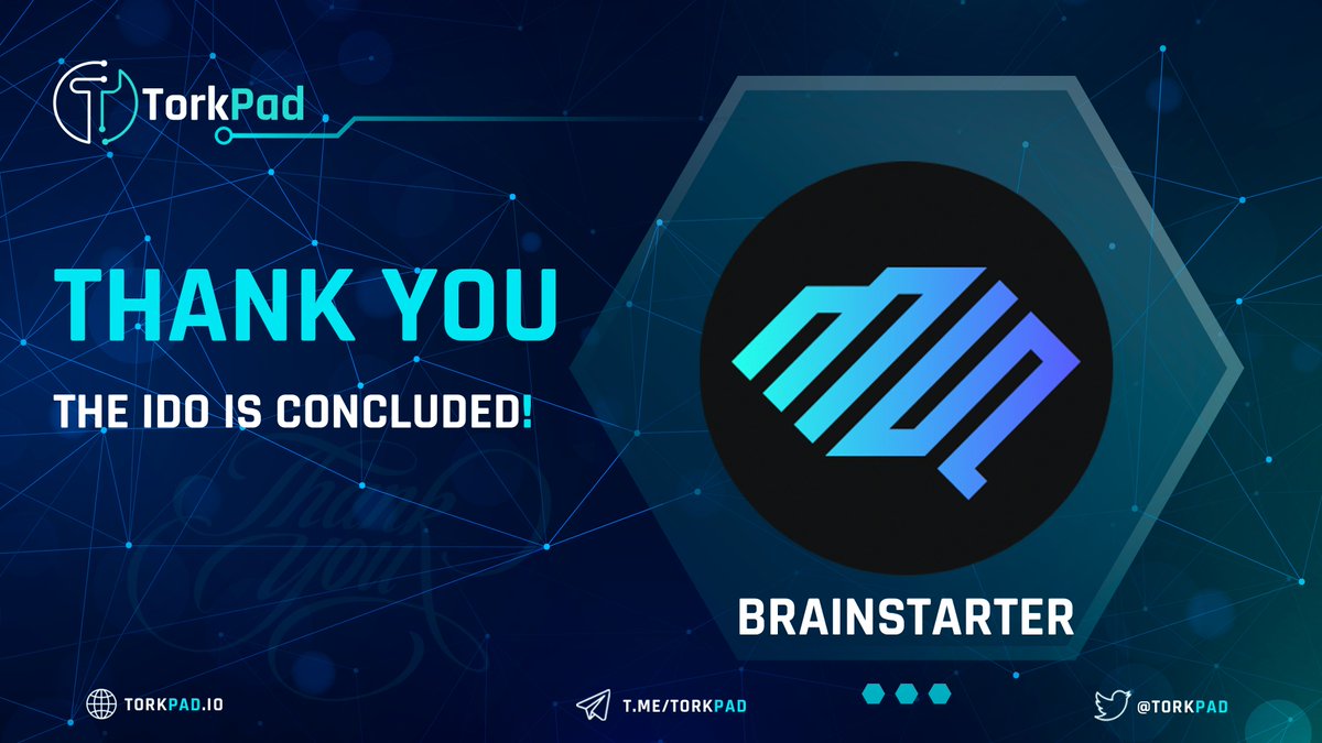 TorkPad allocations for @BrainStarterio have been sold out. Thank you all for participating 🚀. Congratulations to the BrainStarter team for their successful IDO! ✅ TGE Listing Date: April 30th ✅ Vesting: 5% At TGE, 5% after each 30 days for the next 19 months #TorkPad…