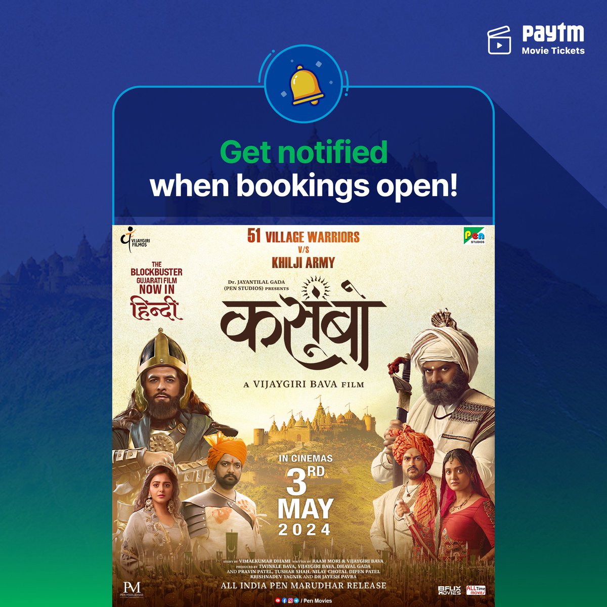 Just one week to for #Kasoombo Hindi 😍🍿 Set a Movie Alert on your Paytm app & get notified when bookings open: m.paytm.me/kasoombo @PenMovies @VijaygiriBava @VijaygiriFilmos
