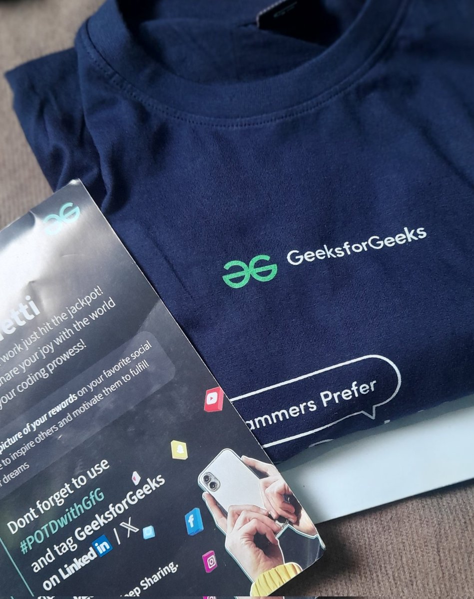 mrpankajpandey_'s tweet image. Big thanks to @GeekforGeeks for the awesome t-shirt! Loving the swag 🙌 #GeekforGeeks #Grateful #POTDwithGfG