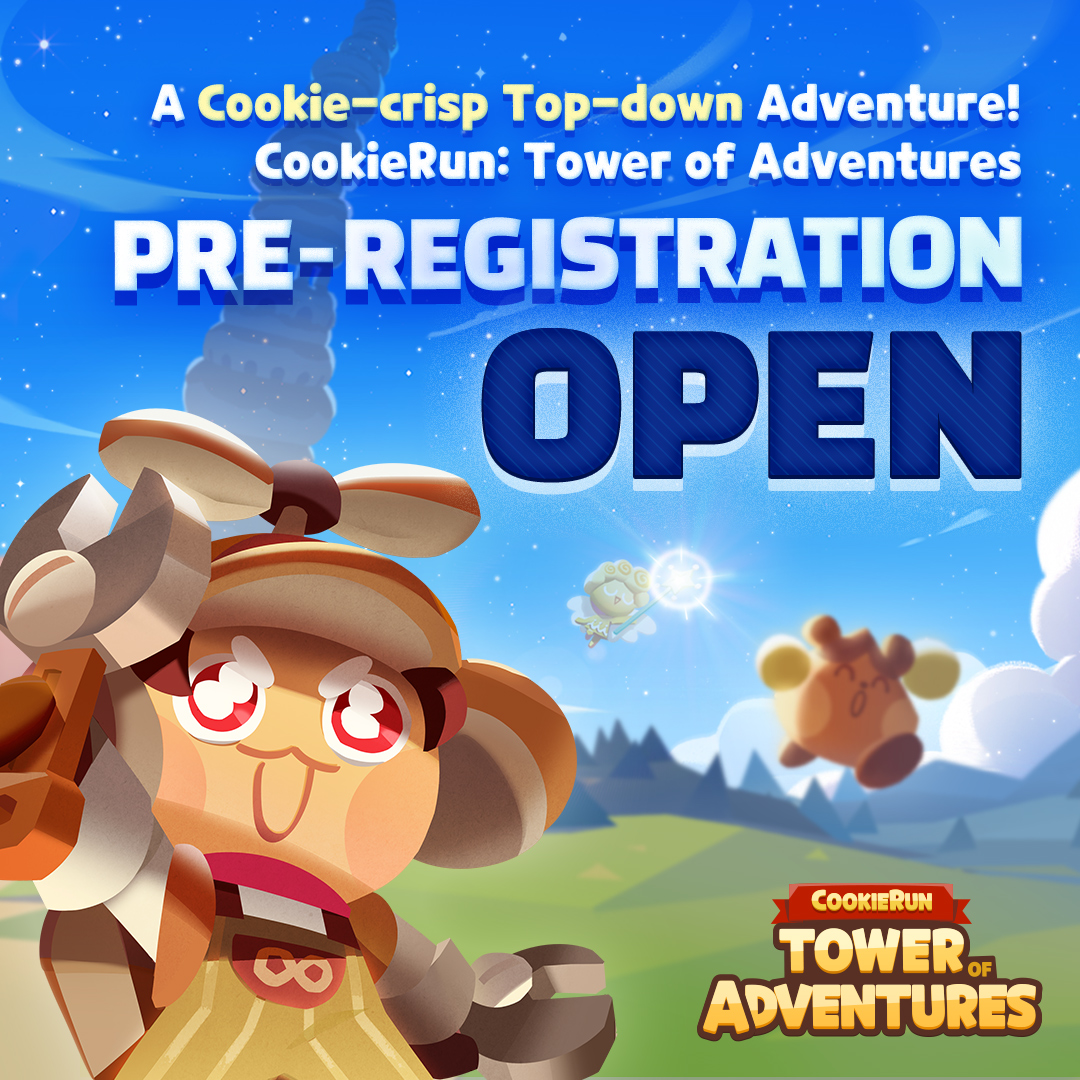 A Cookie-crisp top-down adventure! 🙌 The release date for CookieRun: Tower of Adventures is here! ✨ Official release: June 25 (PDT) ✨ Pre-register now and see you at launch! 👉 Pre-registration: bit.ly/3W2OaJ6