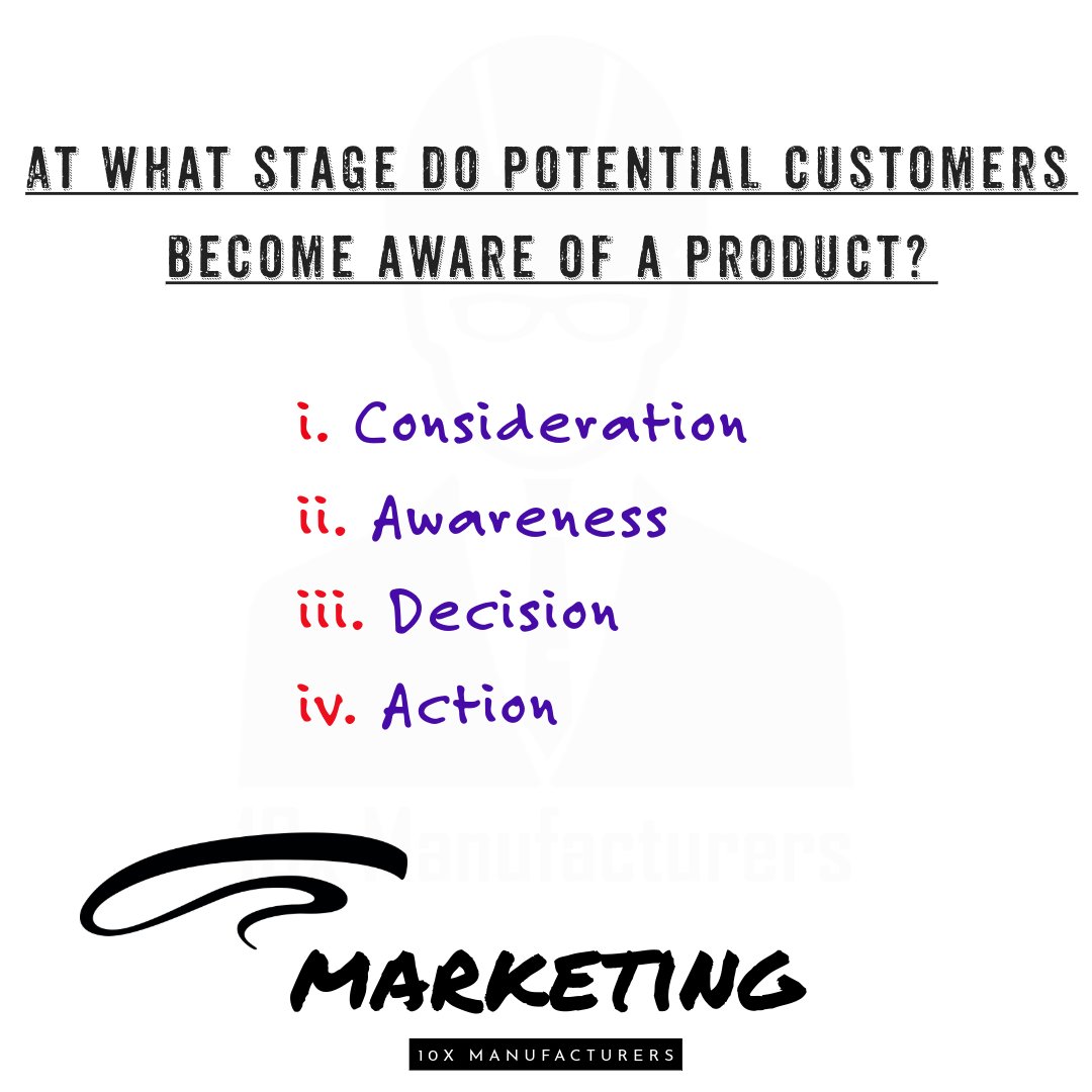 When do potential customers first learn about your product? It's all about creating awareness! 

Comment with your answer below!

#BrandAwareness #MarketingFunnel #CustomerJourney #TopOfMind #ProductAwareness #MarketingStrategy #AwarenessCampaign #BrandRecognition