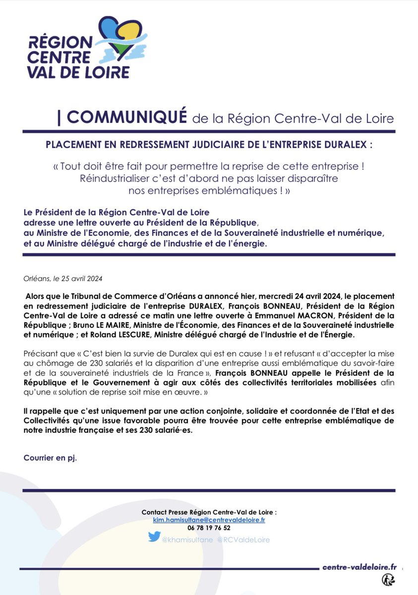 Vous connaissez toutes et tous ces verres là 👇 Et bien ils sont fabriqués à Orléans (45) par @Duralex, sauf que cette entreprise est placé en redressement judiciaire depuis hier. Le président socialiste de la region @fbonneau interpelle l’état pour sauver les 230 salarié•es