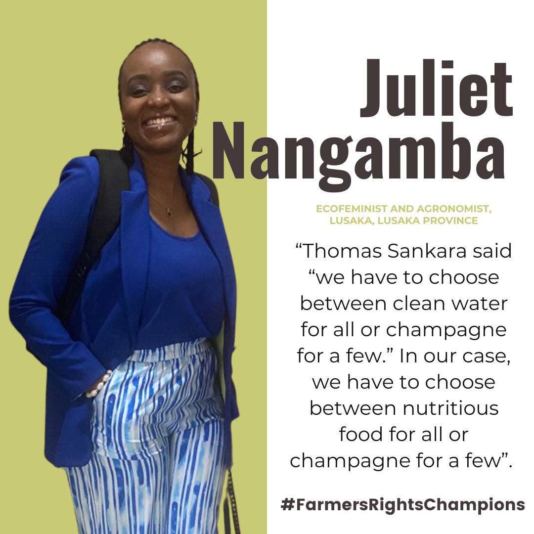 ♀️ Empowering women in agriculture is crucial for food security. Meet Juliet Nangamba, an #ecofeminist and a vocal advocate for seed systems and smallholder farmers' rights. #FarmersRightsChampions #SeedIsLife

zambianagroecology.org/championing-fa…