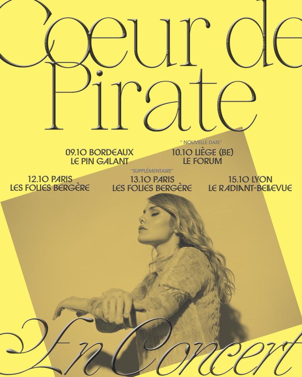 Ce soir 19h dans #DécibelsFB sur @francebleu on fête nos 15 ans d’amour avec #CoeurDePirate ❤️🏴‍☠️ et on parle de sa tournée-anniversaire du mois d’octobre prochain! Billetterie: bravomusique.com/fr/spectacles/